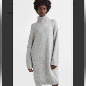 Cozy Gray Turtleneck Sweater Dress